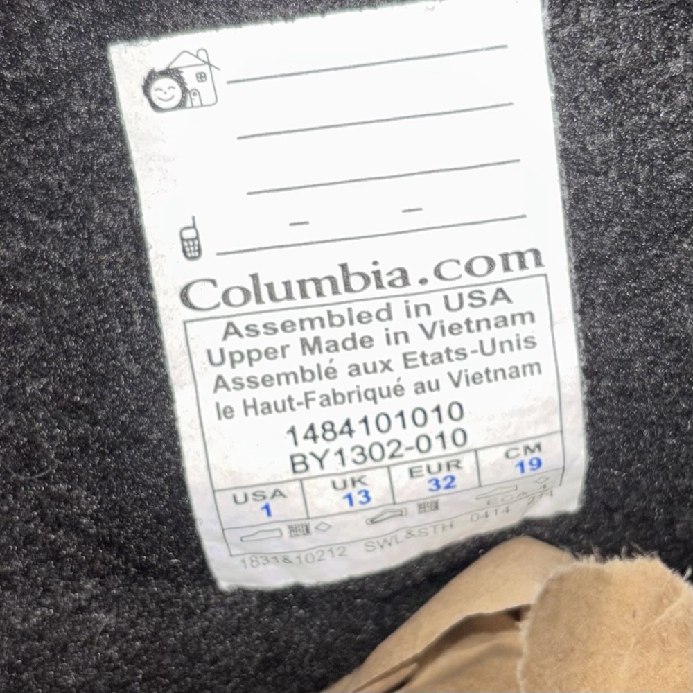 Columbia Waterproof Insulated Snow Boots Kids Size 1 Black Gray - Picture 7 of 7